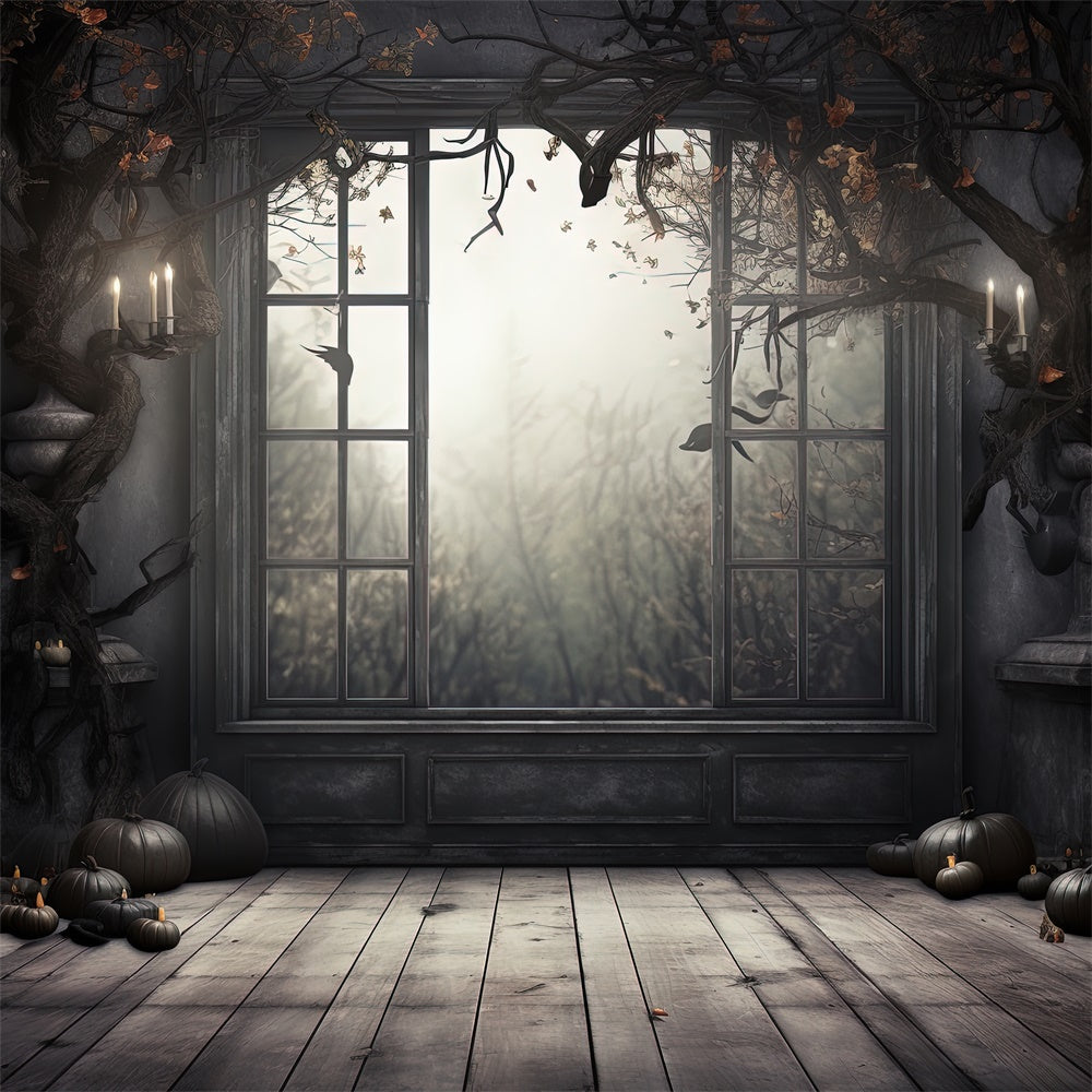 Halloween Spooky Window Photography Backdrop UK RR7-403