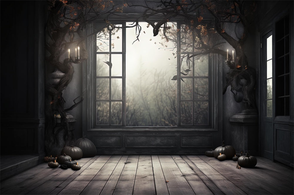 Halloween Spooky Window Photography Backdrop UK RR7-403