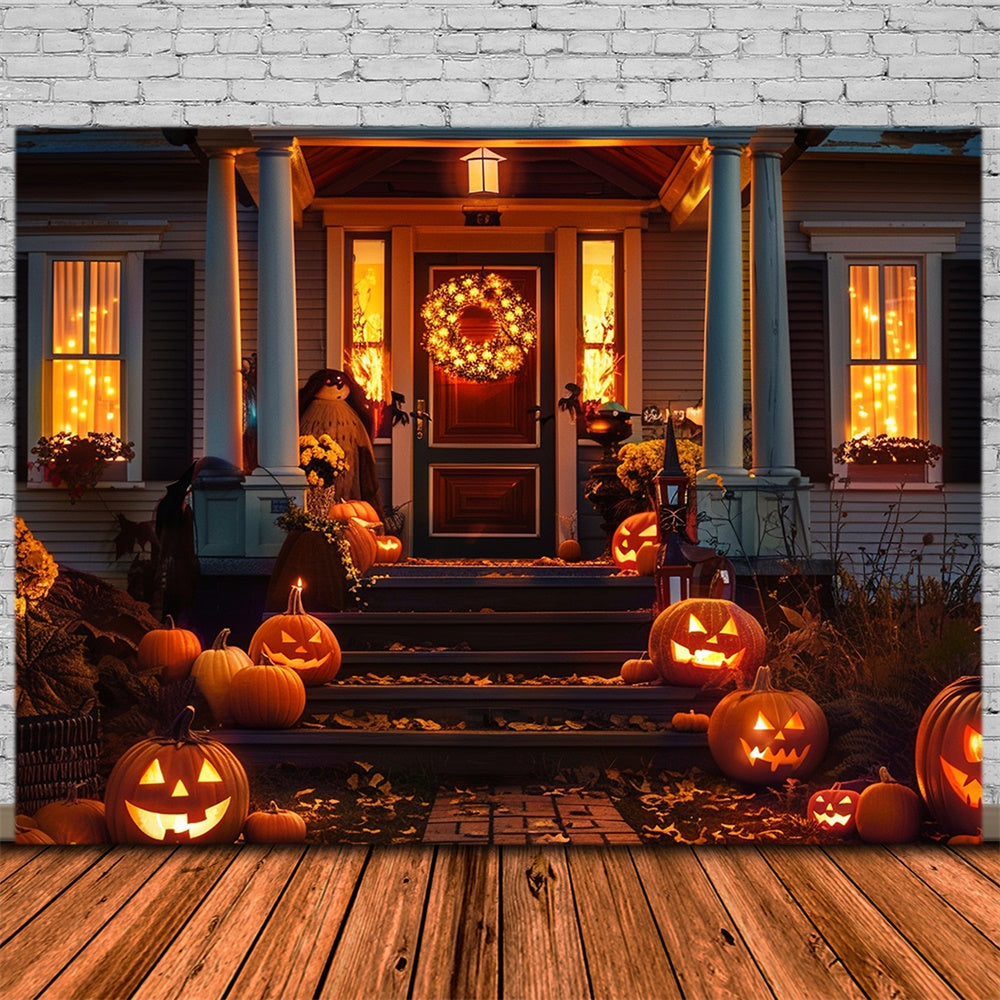 Halloween Night Pumpkin Door House Backdrop UK RR7-406