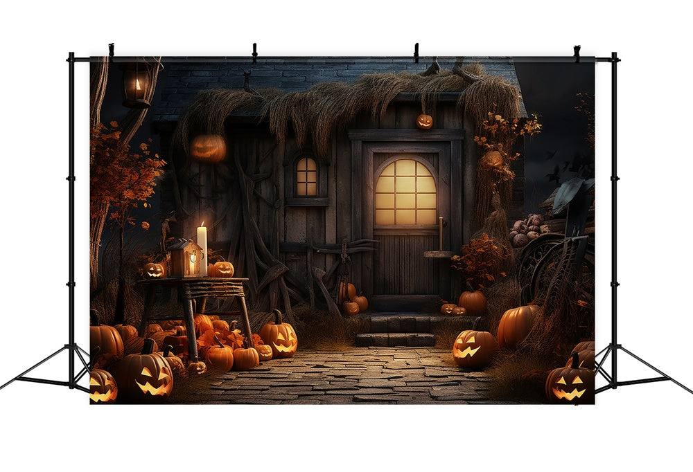 Halloween Night Courtyard Pumpkin Backdrop UK RR7-408