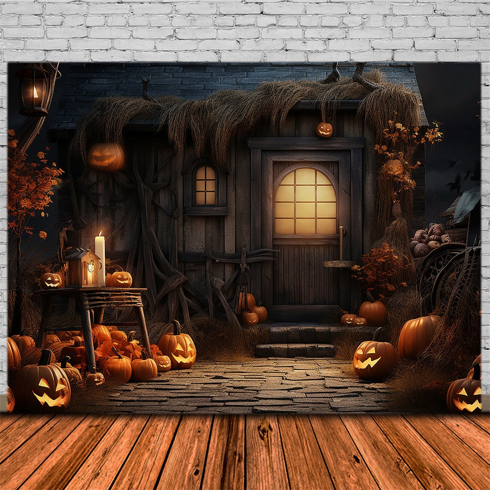 Halloween Night Courtyard Pumpkin Backdrop UK RR7-408