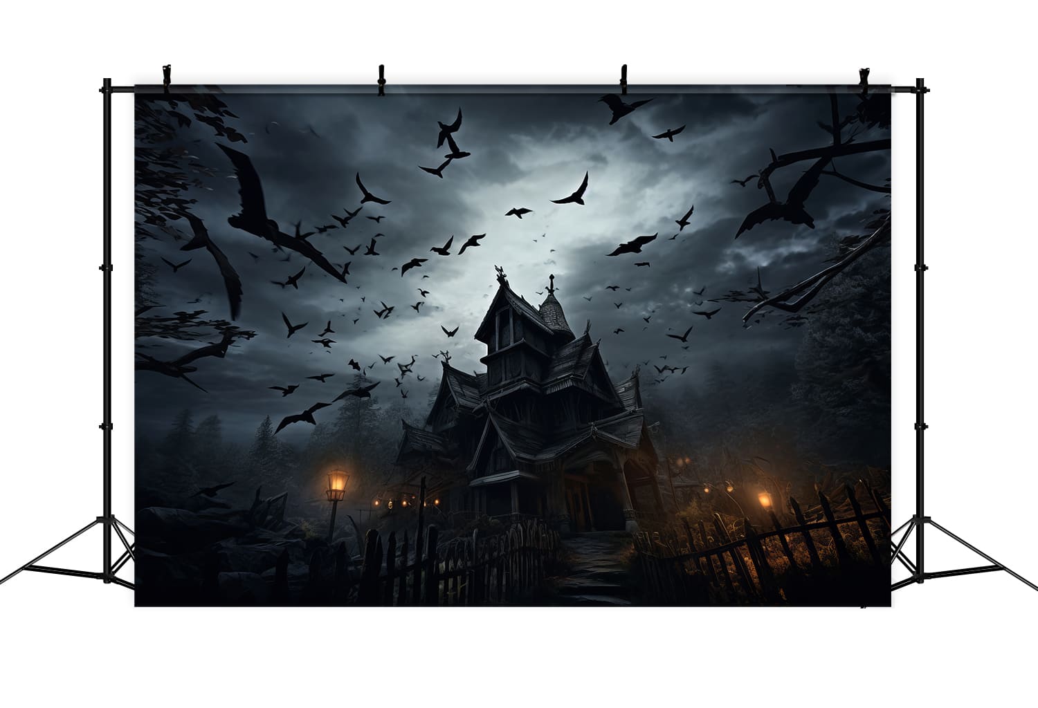 Halloween Castle Bats Photography Backdrop UK RR7-41