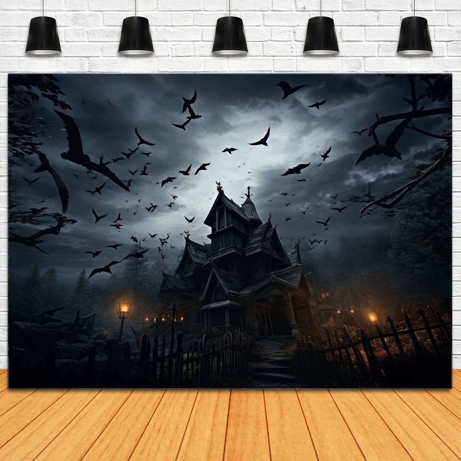 Halloween Castle Bats Photography Backdrop UK RR7-41