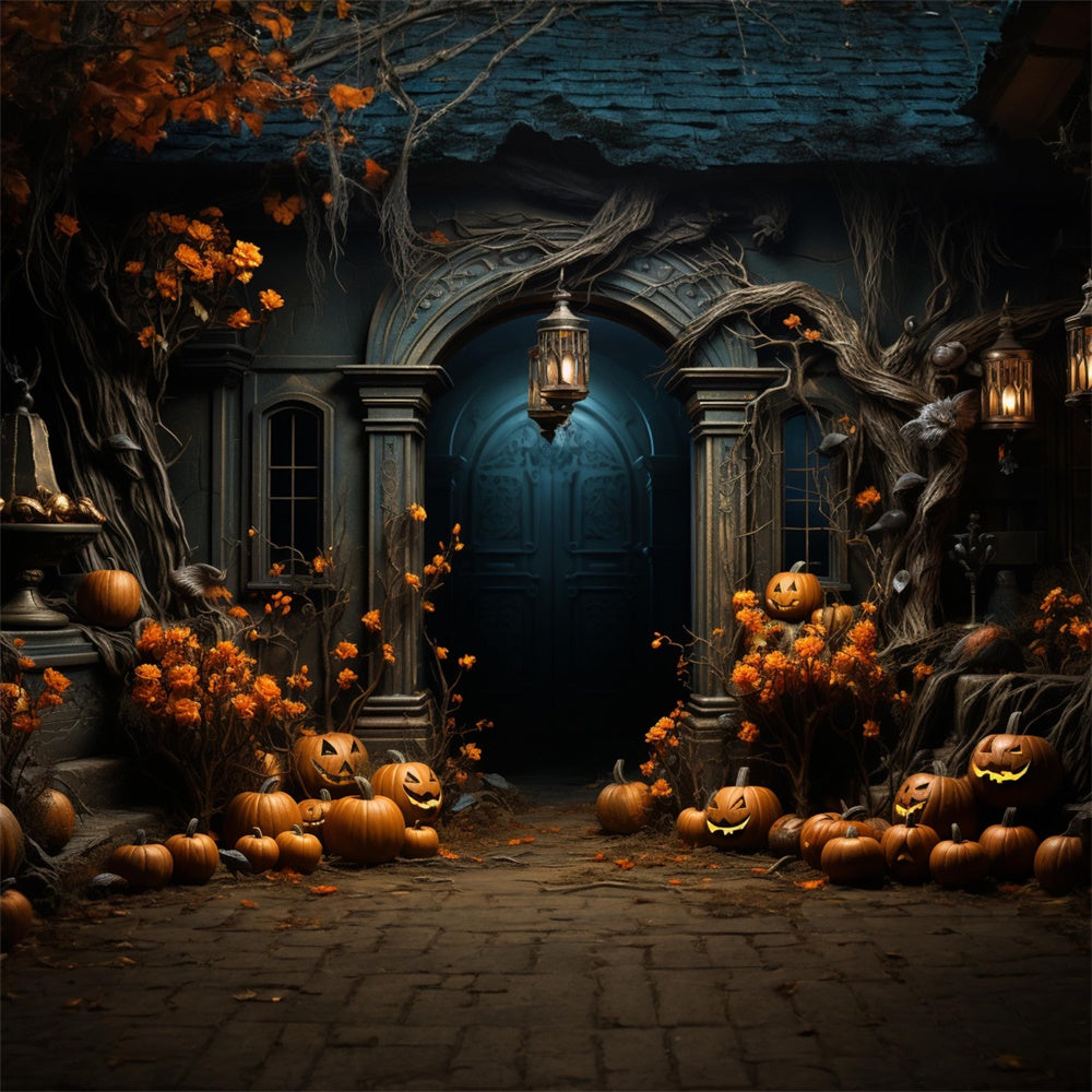 Halloween Pumpkins Candles Entrance Backdrop UK RR7-411