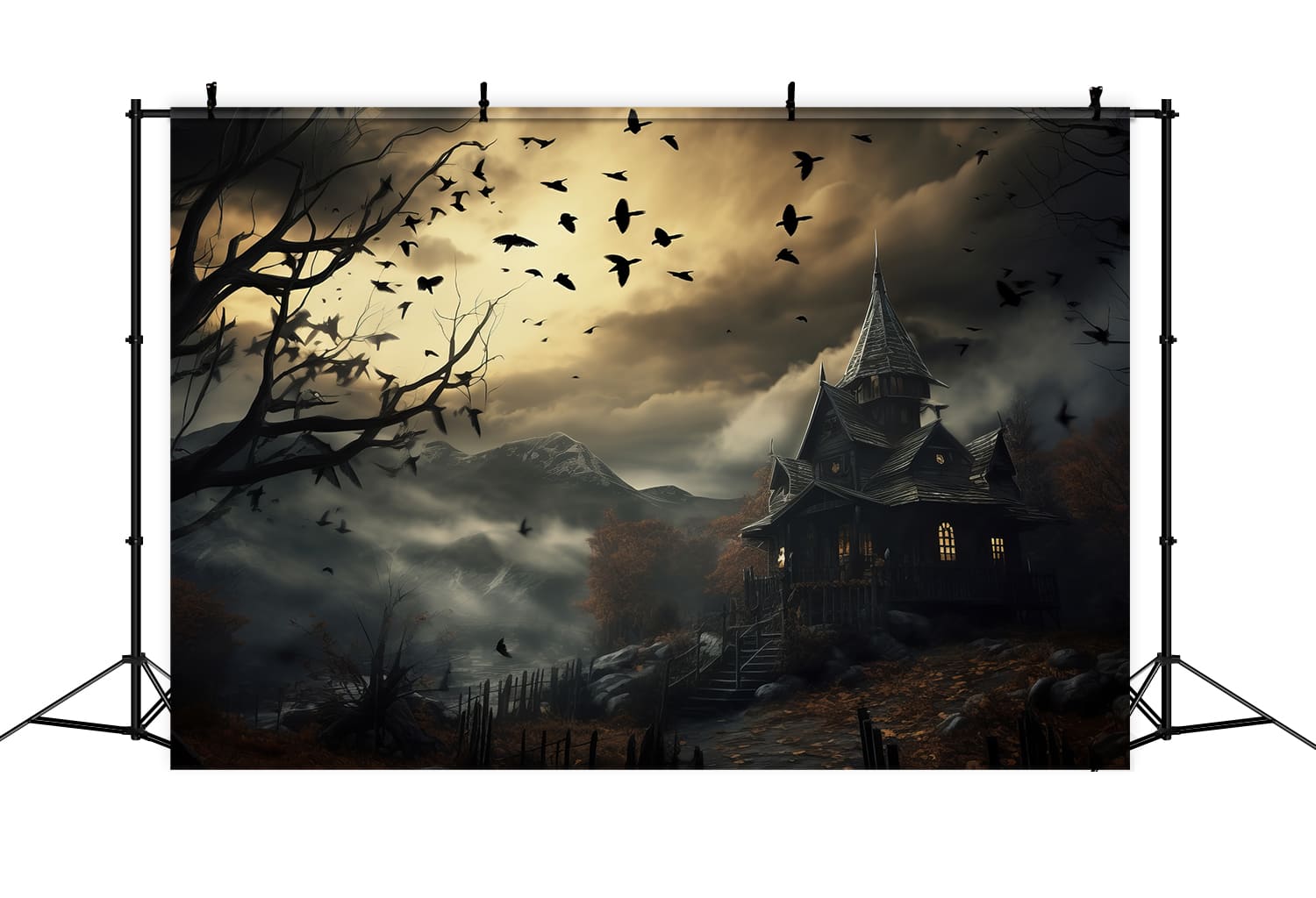 Halloween Bats Trees Photography Backdrop UK RR7-42