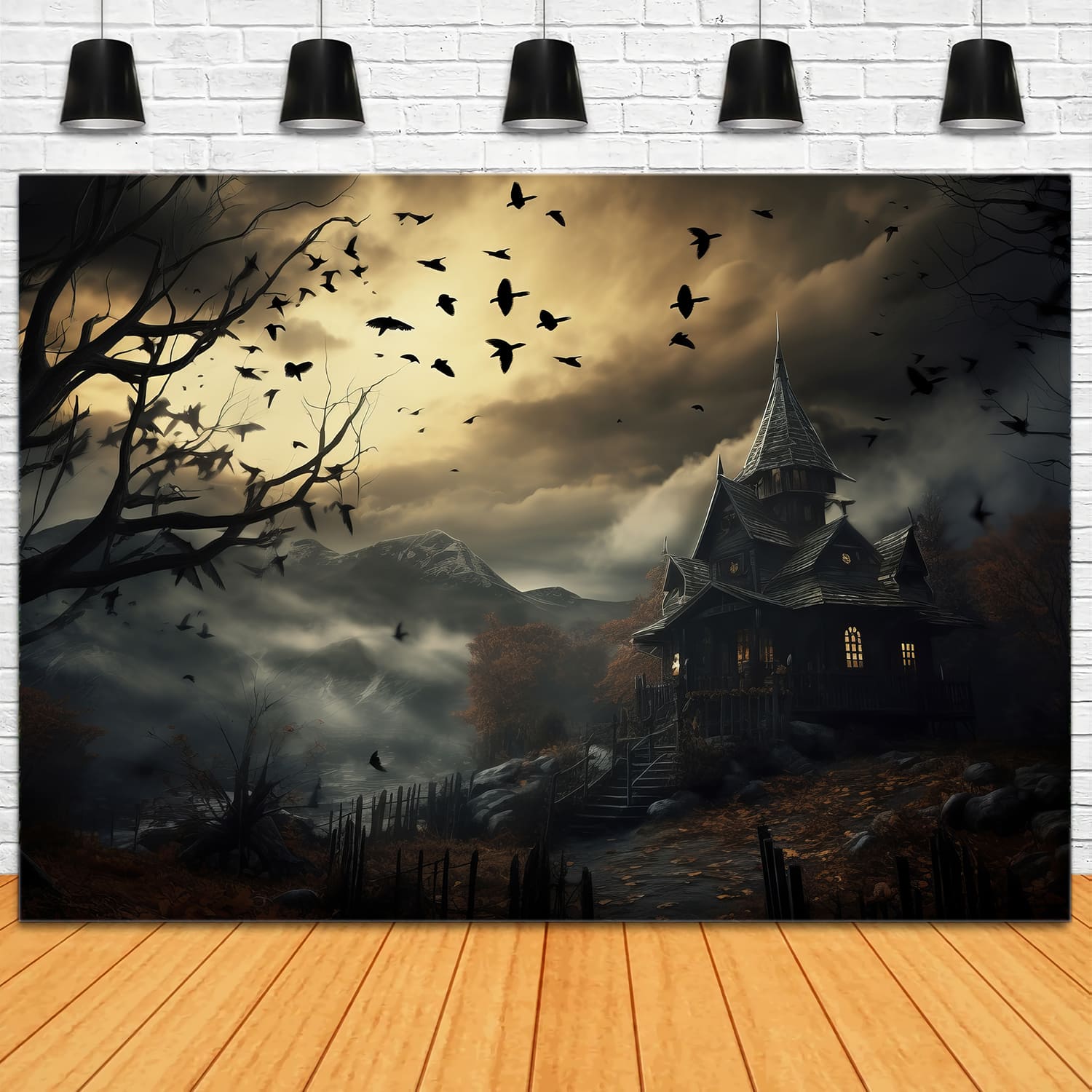 Halloween Bats Trees Photography Backdrop UK RR7-42