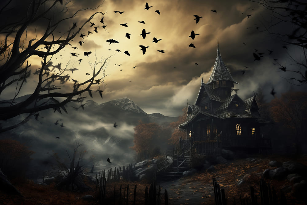 Halloween Bats Trees Photography Backdrop UK RR7-42