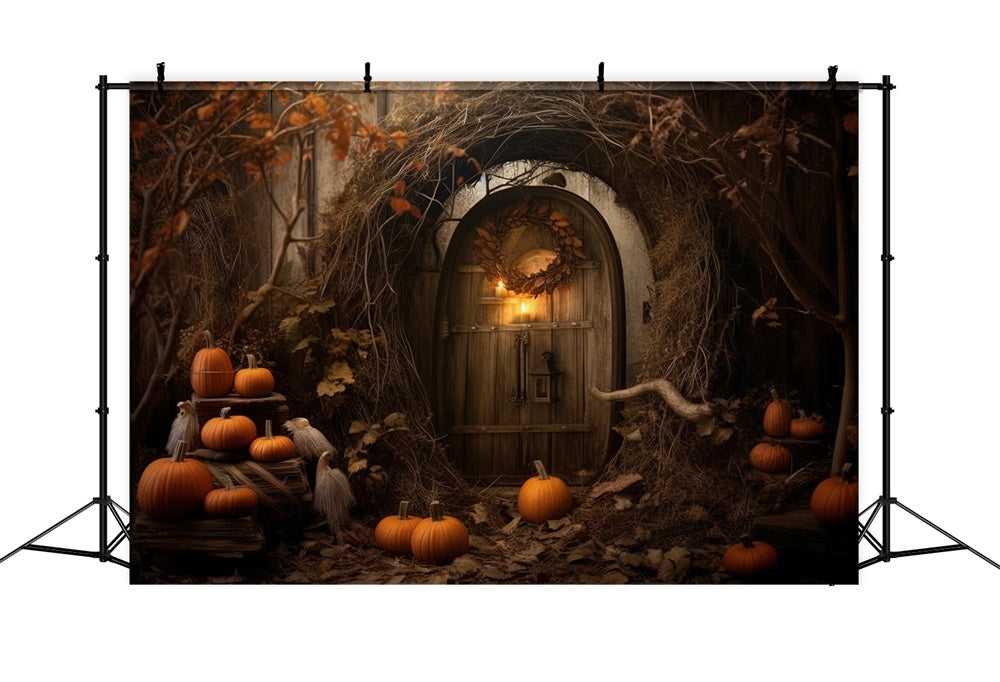 Halloween Abandoned Cabin Pumpkins Backdrop UK RR7-424