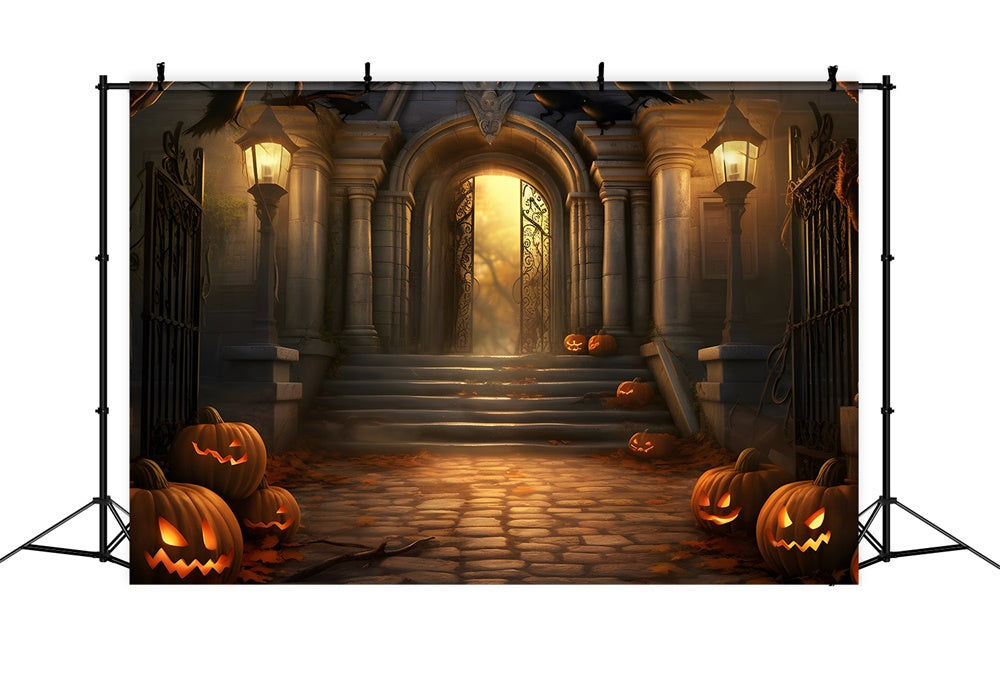 Halloween Scary Witch House Pumpkins Backdrop UK RR7-430