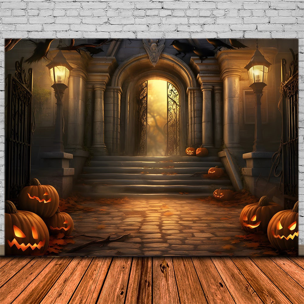 Halloween Scary Witch House Pumpkins Backdrop UK RR7-430