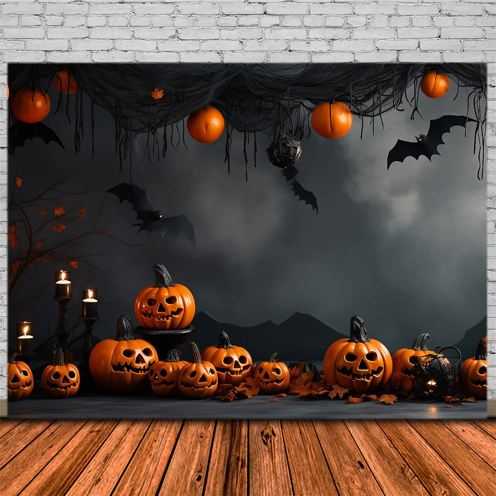 Halloween Vintage Wall Pumpkin Bat Backdrop UK RR7-433