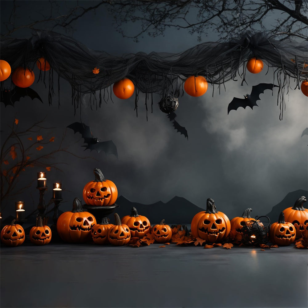 Halloween Vintage Wall Pumpkin Bat Backdrop UK RR7-433