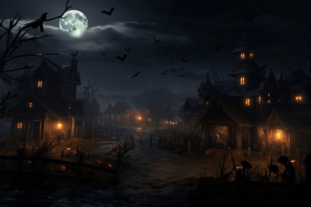 Spooky Halloween Night Photography Backdrop UK RR7-44