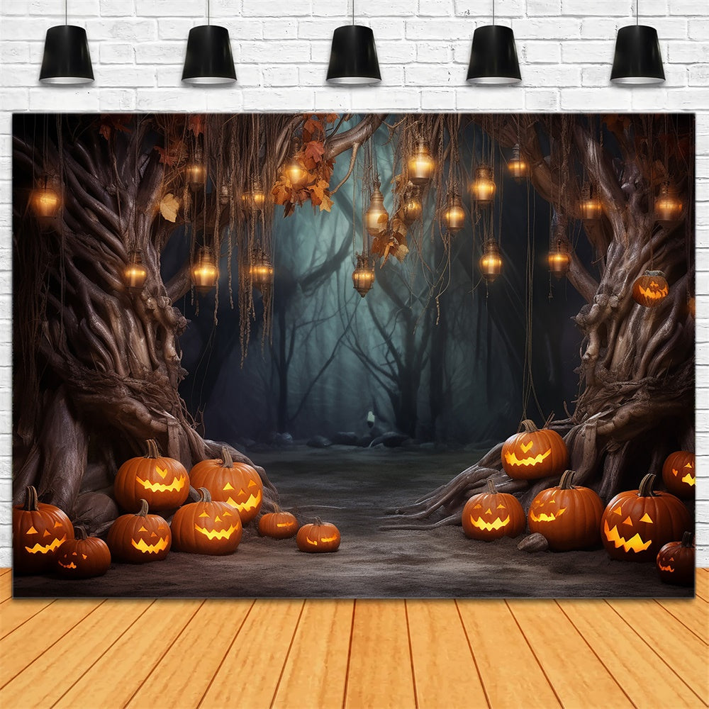 Halloween Forest String Lights Pumpkin Backdrop UK RR7-443