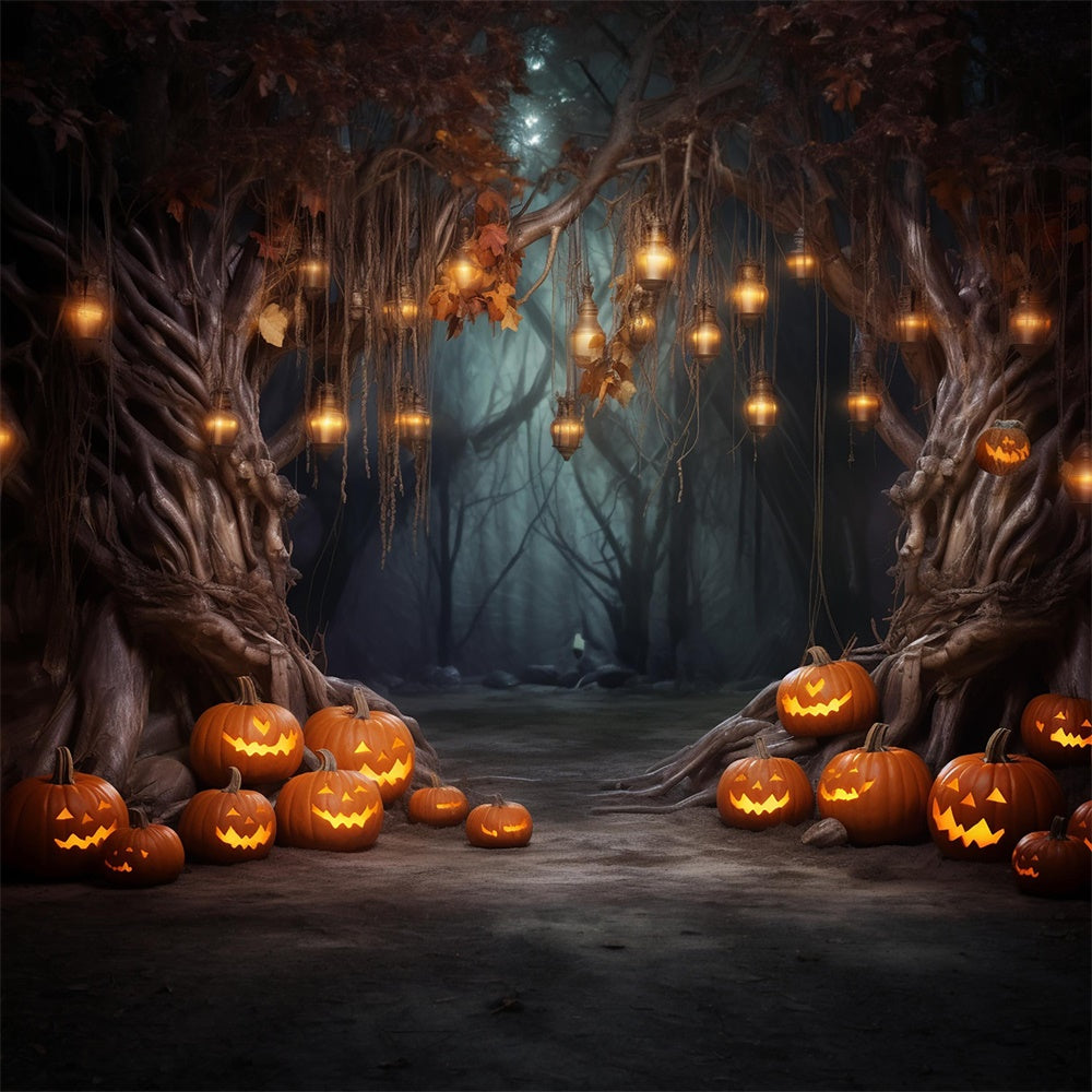 Halloween Forest String Lights Pumpkin Backdrop UK RR7-443