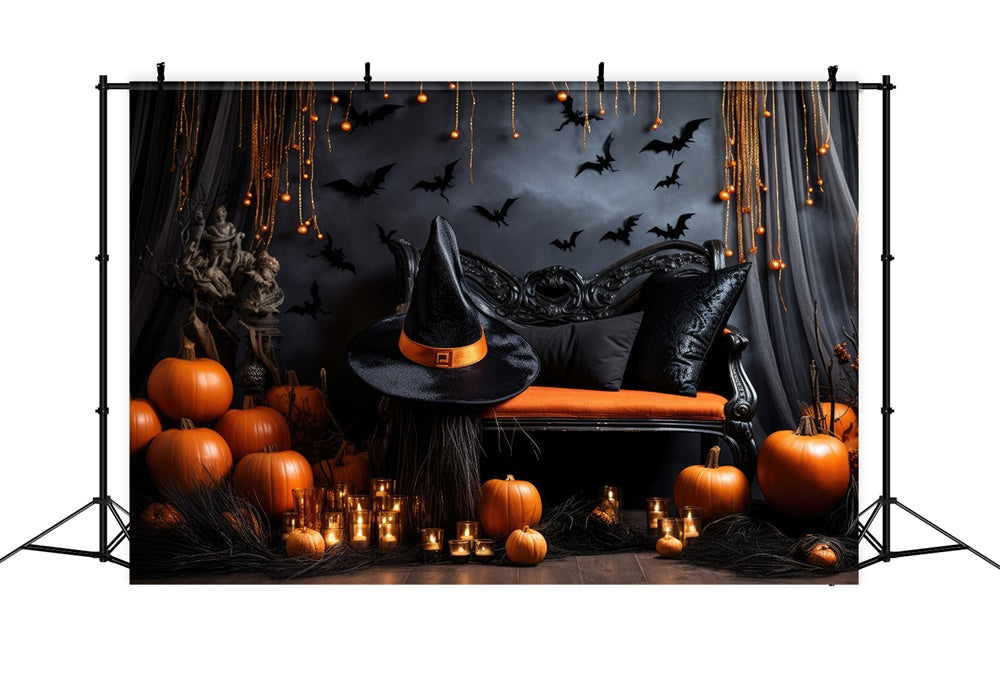 Pumpkin Candle Decorated Wall Halloween Backdrop UK RR7-452