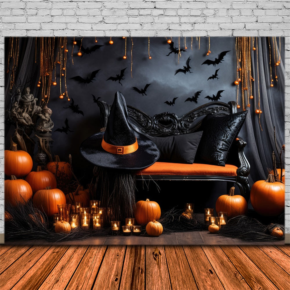 Pumpkin Candle Decorated Wall Halloween Backdrop UK RR7-452