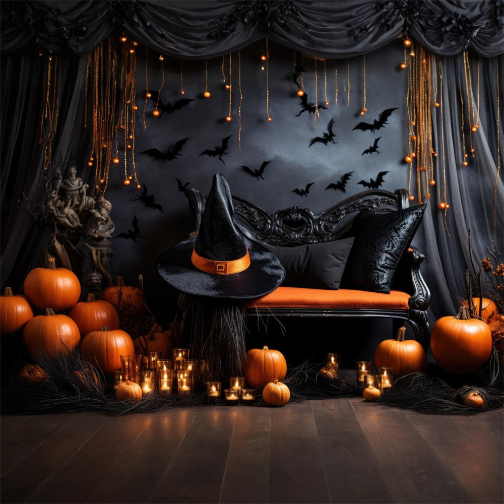 Pumpkin Candle Decorated Wall Halloween Backdrop UK RR7-452