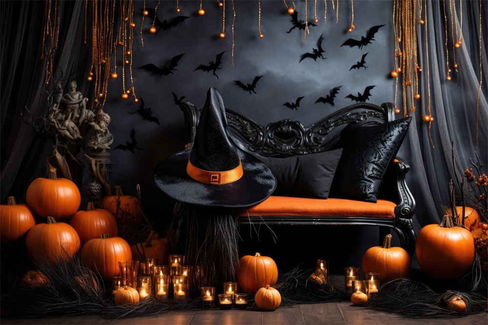 Pumpkin Candle Decorated Wall Halloween Backdrop UK RR7-452