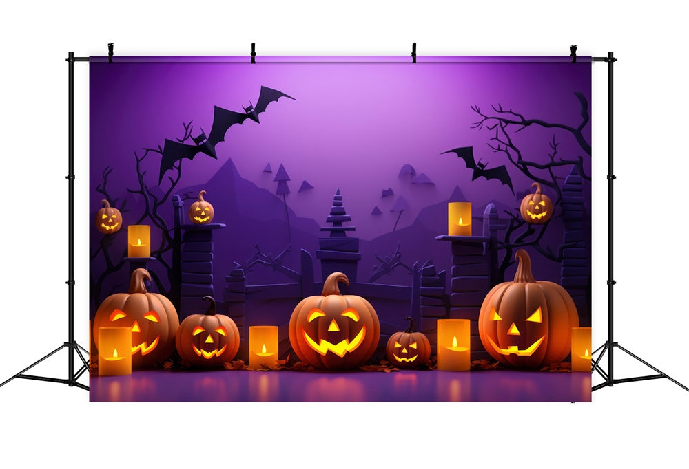 Halloween Pumpkin Bats Photography Backdrop UK RR7-453