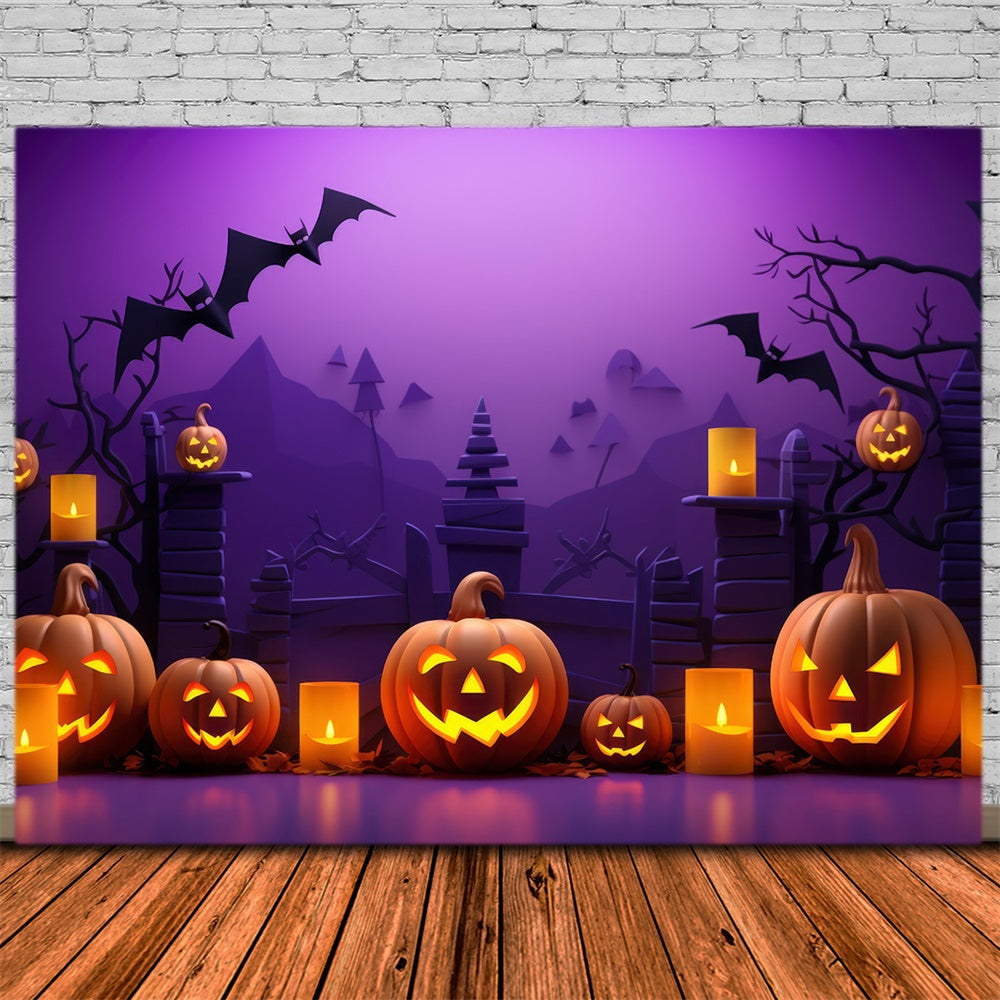 Halloween Pumpkin Bats Photography Backdrop UK RR7-453