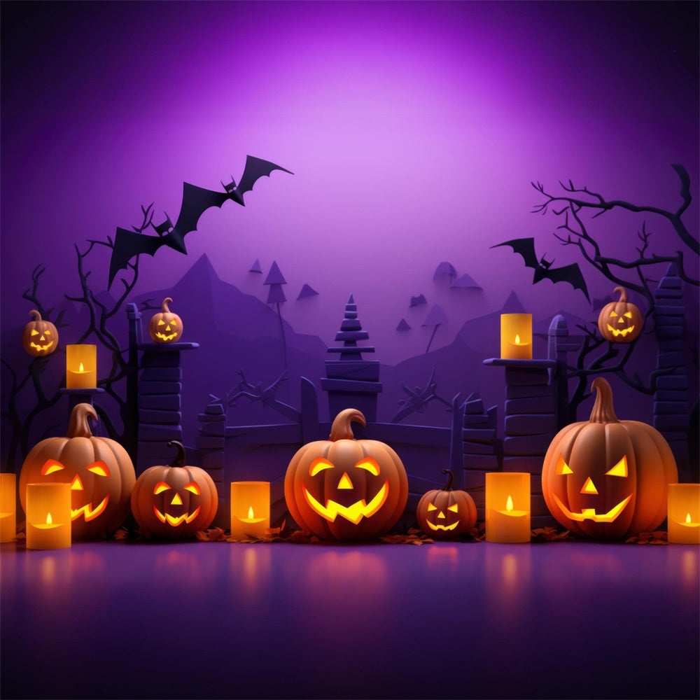 Halloween Pumpkin Bats Photography Backdrop UK RR7-453