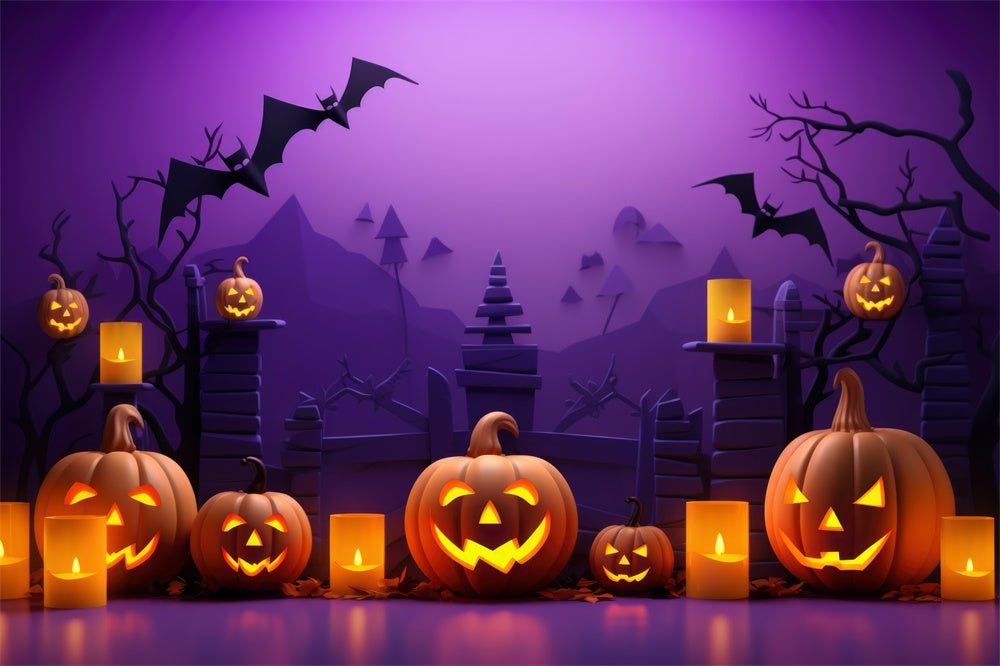 Halloween Pumpkin Bats Photography Backdrop UK RR7-453