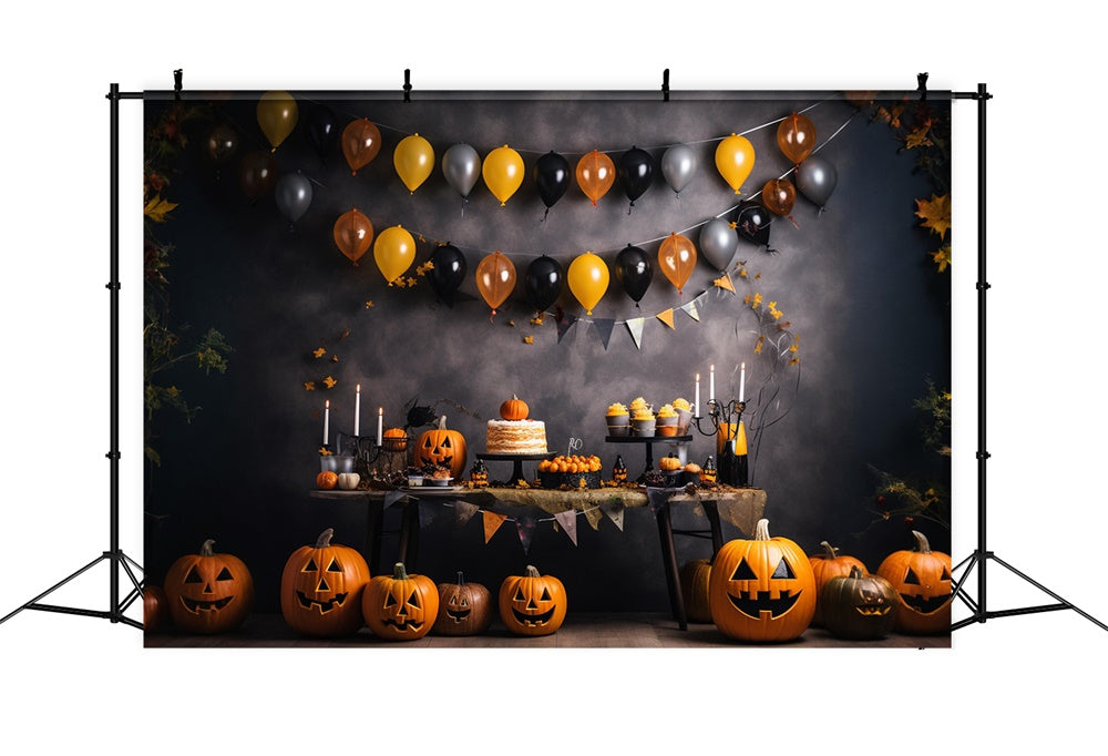 Balloons Pumpkin Halloween Wall Backdrop UK RR7-465