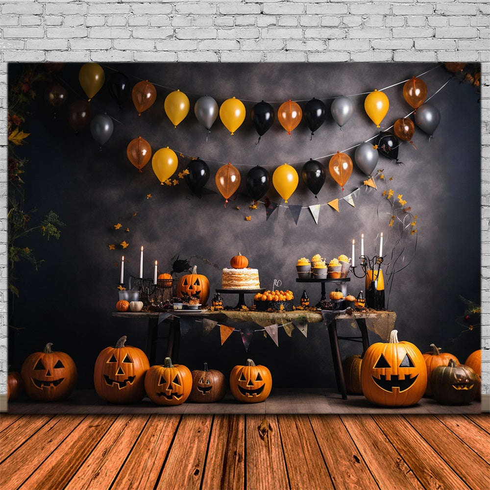 Balloons Pumpkin Halloween Wall Backdrop UK RR7-465