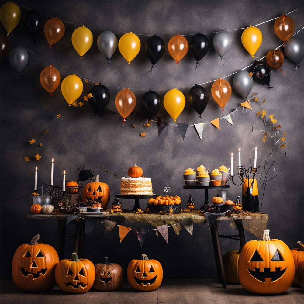 Balloons Pumpkin Halloween Wall Backdrop UK RR7-465