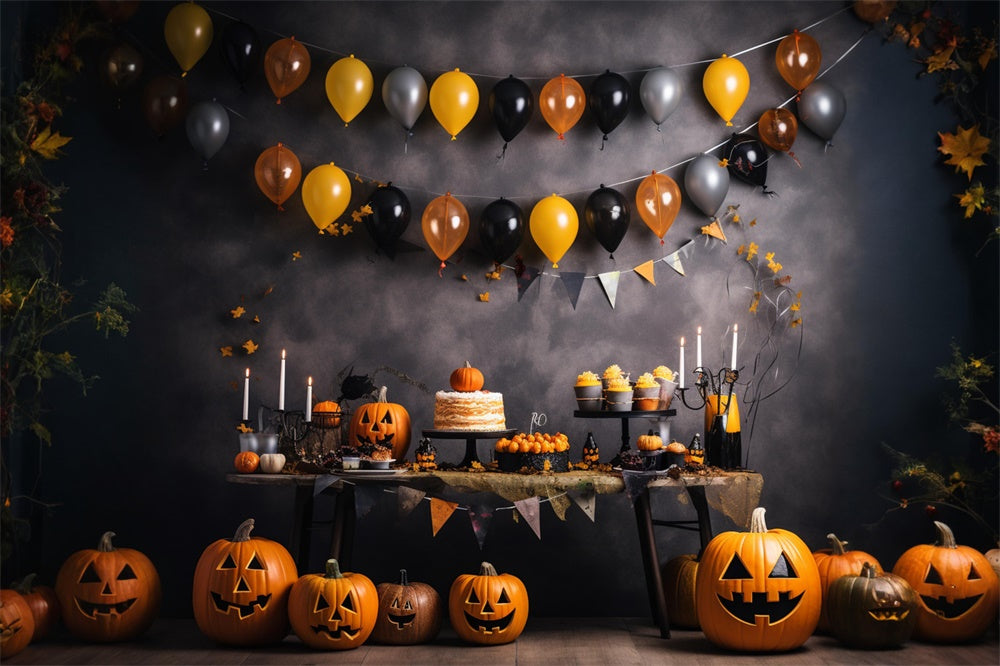 Balloons Pumpkin Halloween Wall Backdrop UK RR7-465