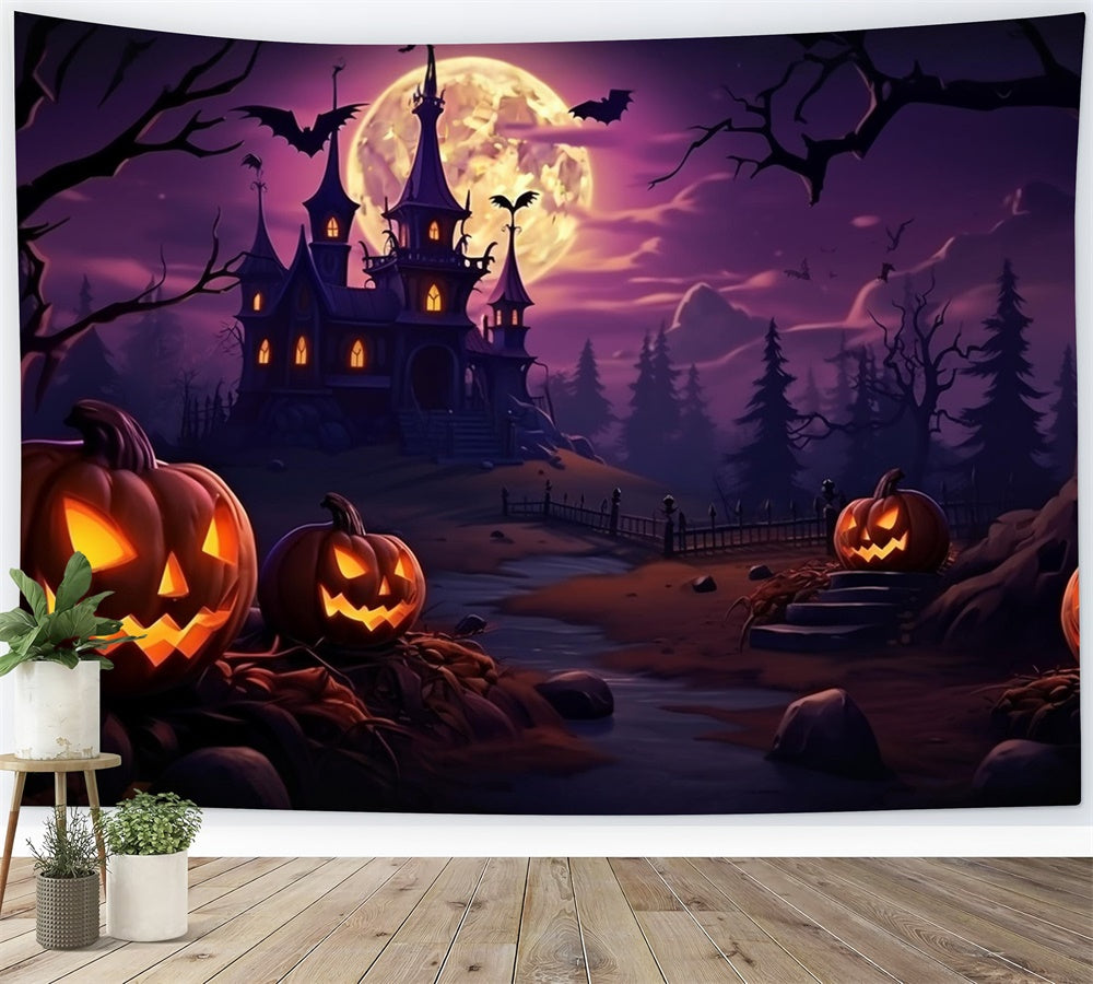 Halloween Purple Sky Forest Castle Backdrop UK RR7-468