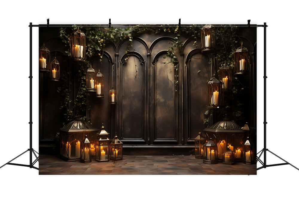 Halloween Door Lanterns Photography Backdrop UK RR7-473