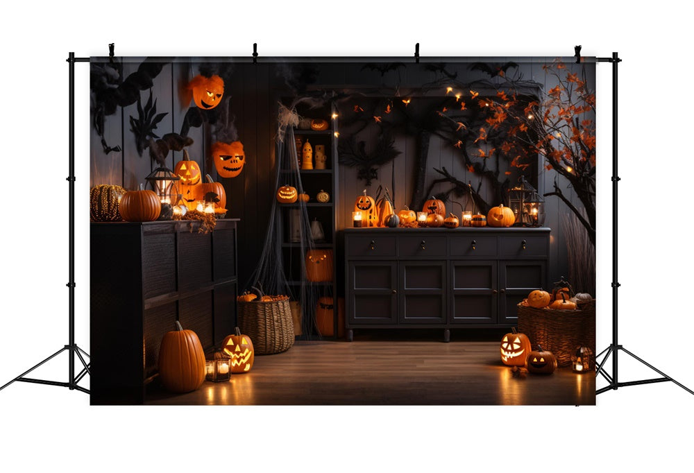 Halloween Pumpkin Lanterns Room Backdrop UK RR7-474