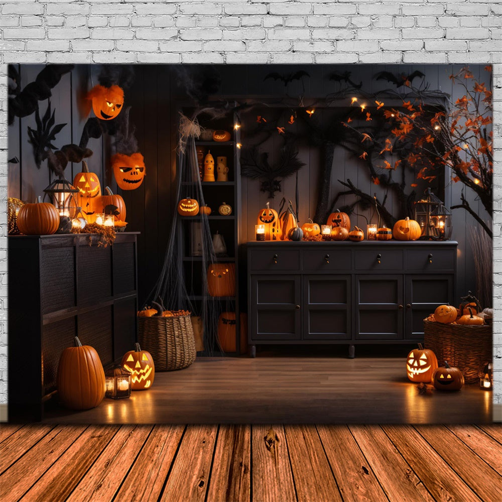 Halloween Pumpkin Lanterns Room Backdrop UK RR7-474