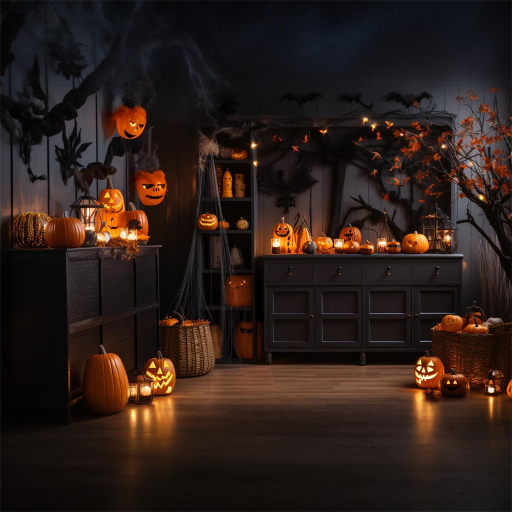 Halloween Pumpkin Lanterns Room Backdrop UK RR7-474