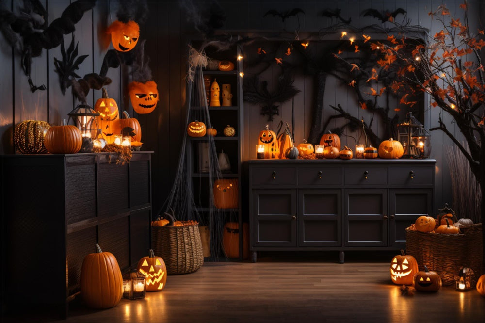 Halloween Pumpkin Lanterns Room Backdrop UK RR7-474