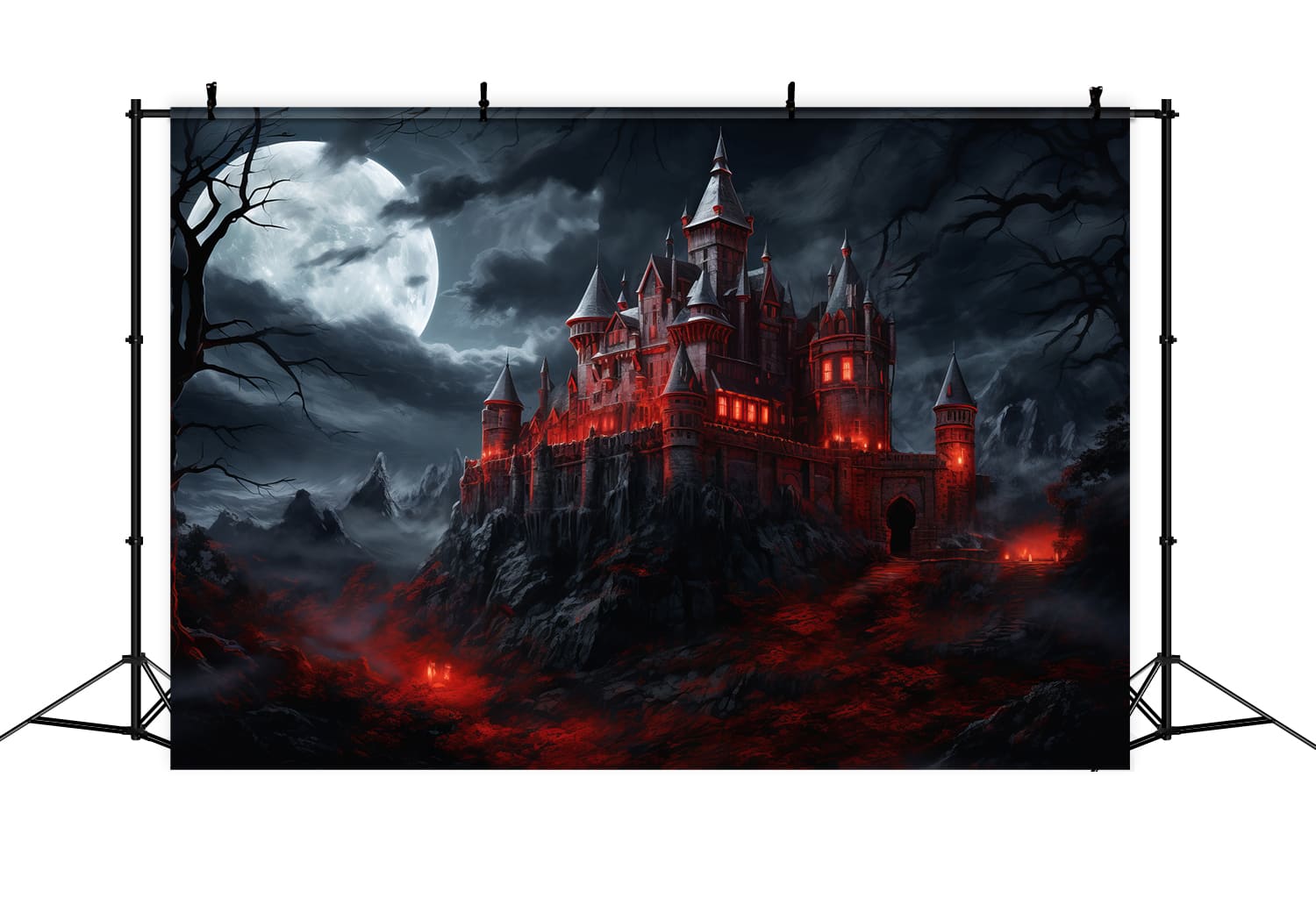 Halloween Spooky Glowing Castle Backdrop UK RR7-48