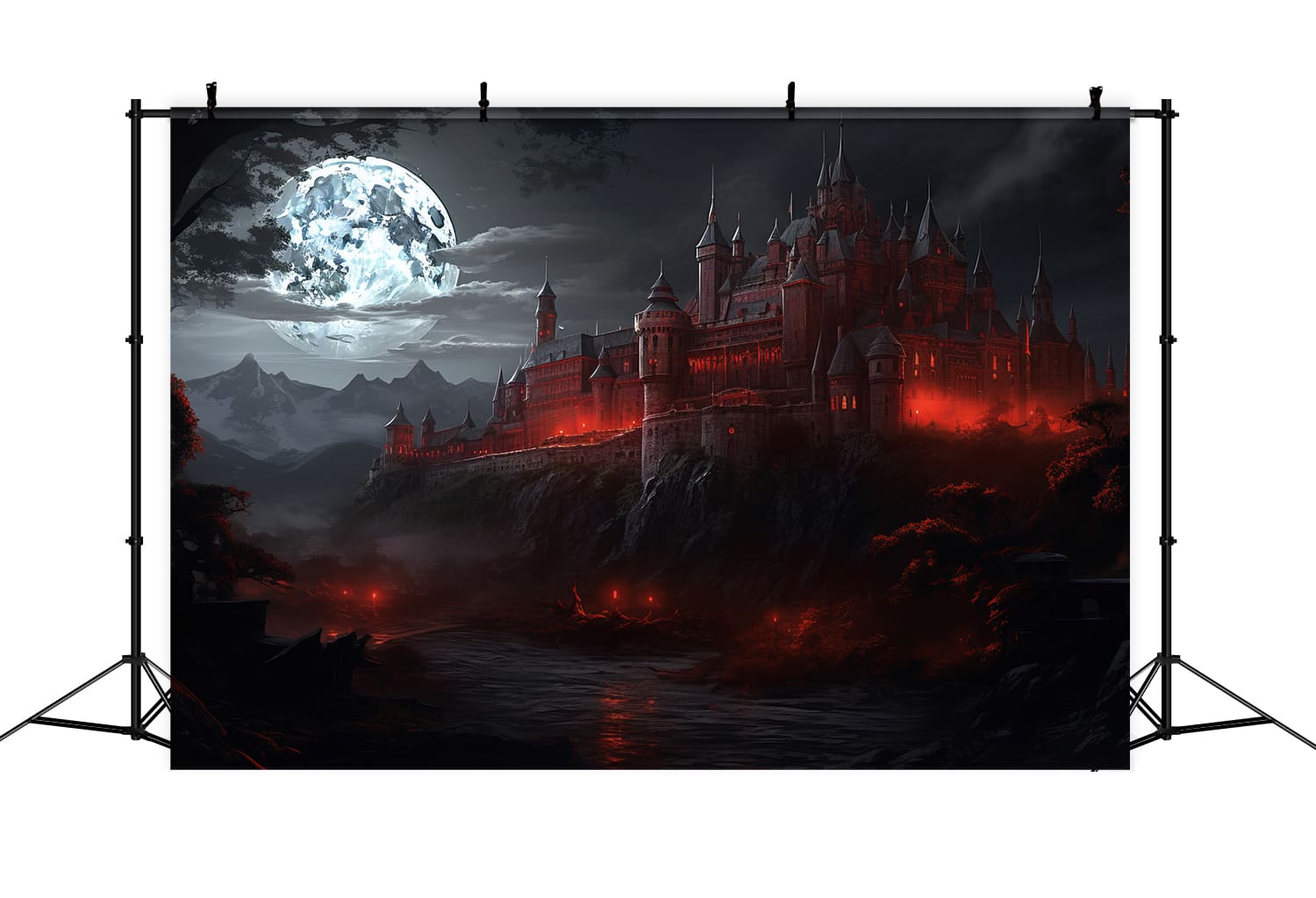 Gothic Castle Halloween Moonlight Backdrop UK RR7-49