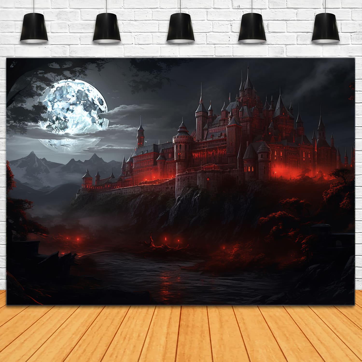 Gothic Castle Halloween Moonlight Backdrop UK RR7-49