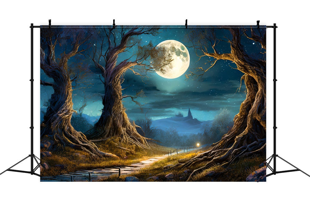 Halloween Night Forest Full Moon Backdrop UK RR7-490