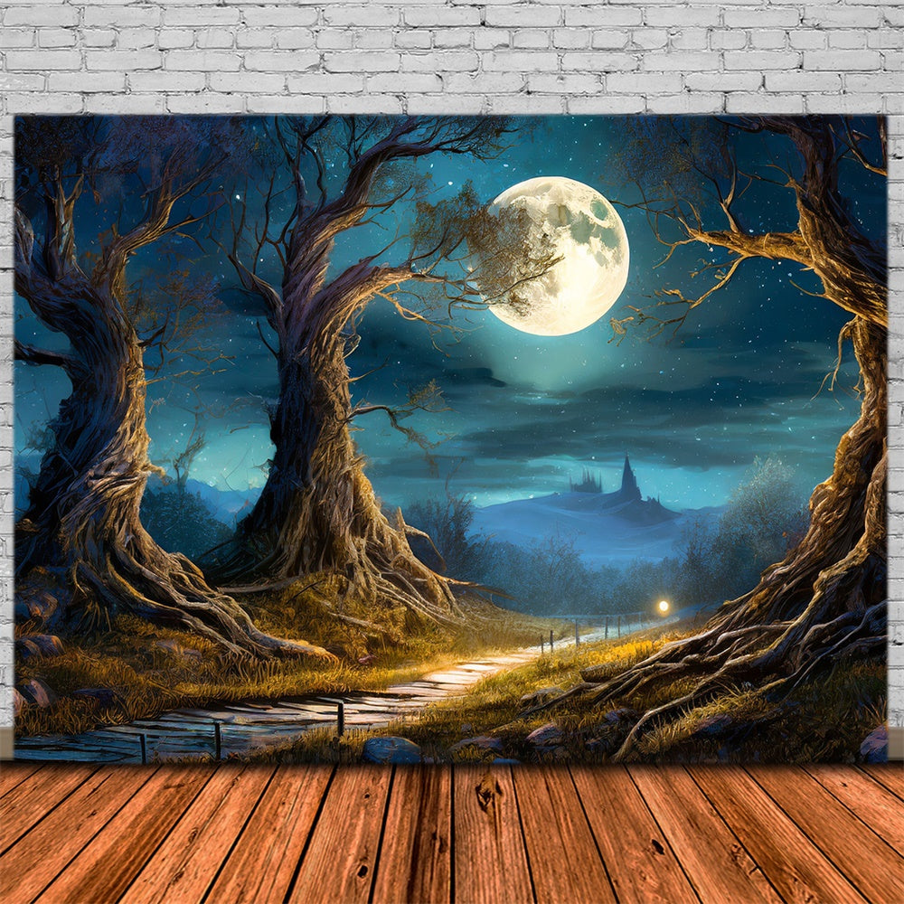 Halloween Night Forest Full Moon Backdrop UK RR7-490