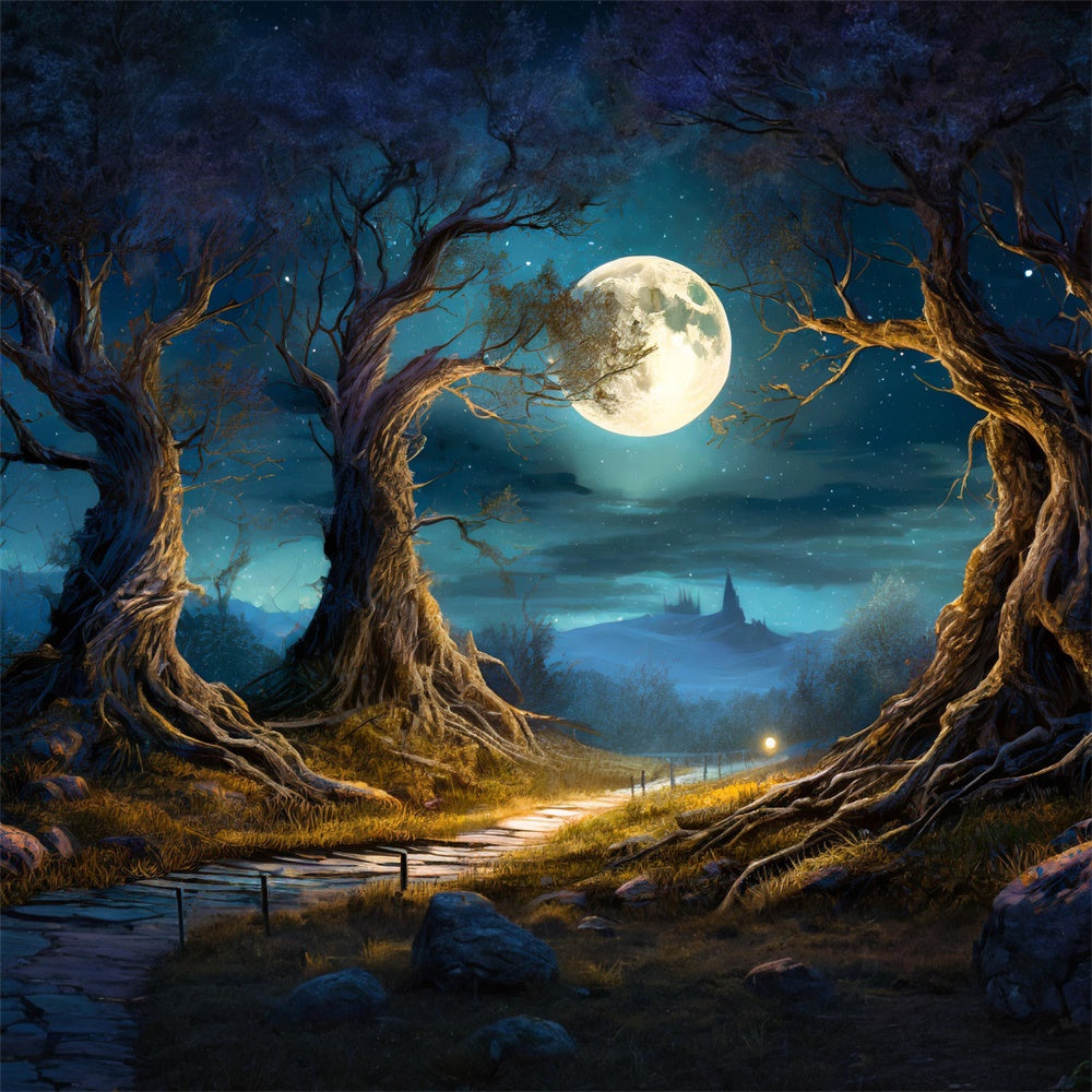 Halloween Night Forest Full Moon Backdrop UK RR7-490