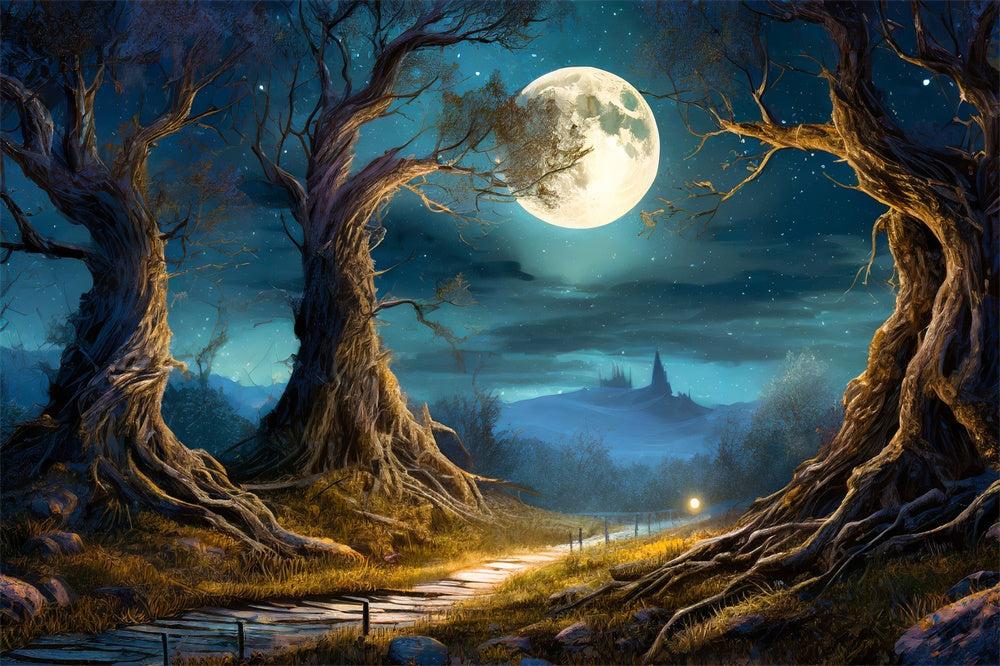 Halloween Night Forest Full Moon Backdrop UK RR7-490