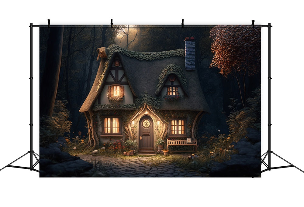 Halloween Woods Spooky House Backdrop UK RR7-496