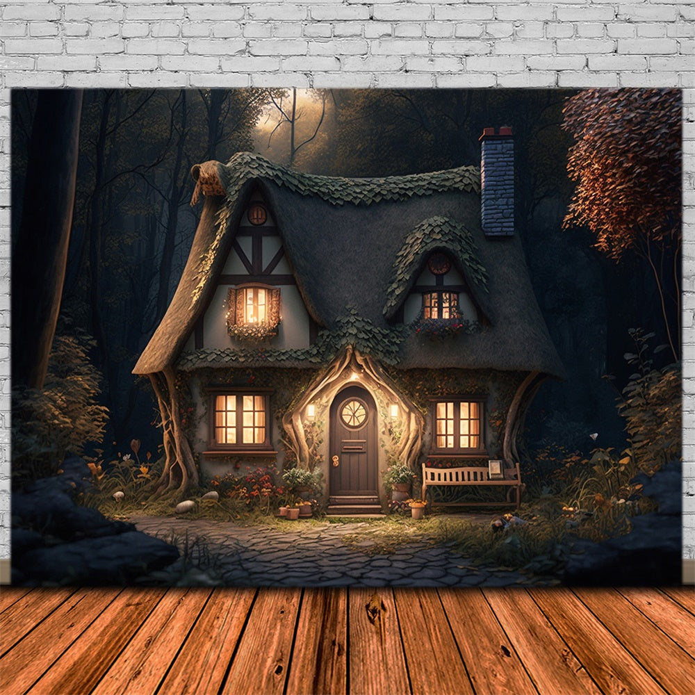 Halloween Woods Spooky House Backdrop UK RR7-496