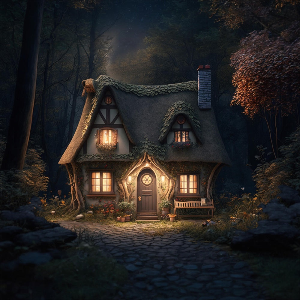 Halloween Woods Spooky House Backdrop UK RR7-496