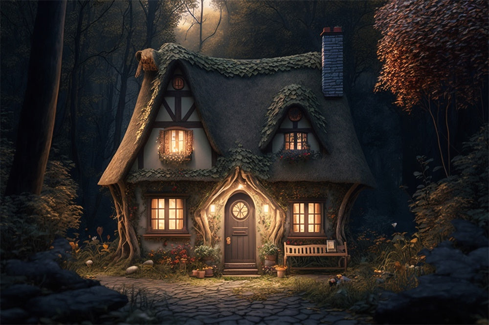 Halloween Woods Spooky House Backdrop UK RR7-496