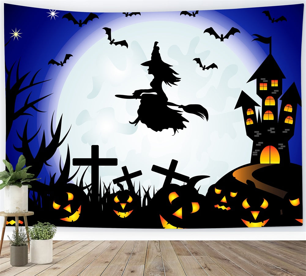 Evil Pumpkins Witch Moon Halloween Backdrop UK RR7-498