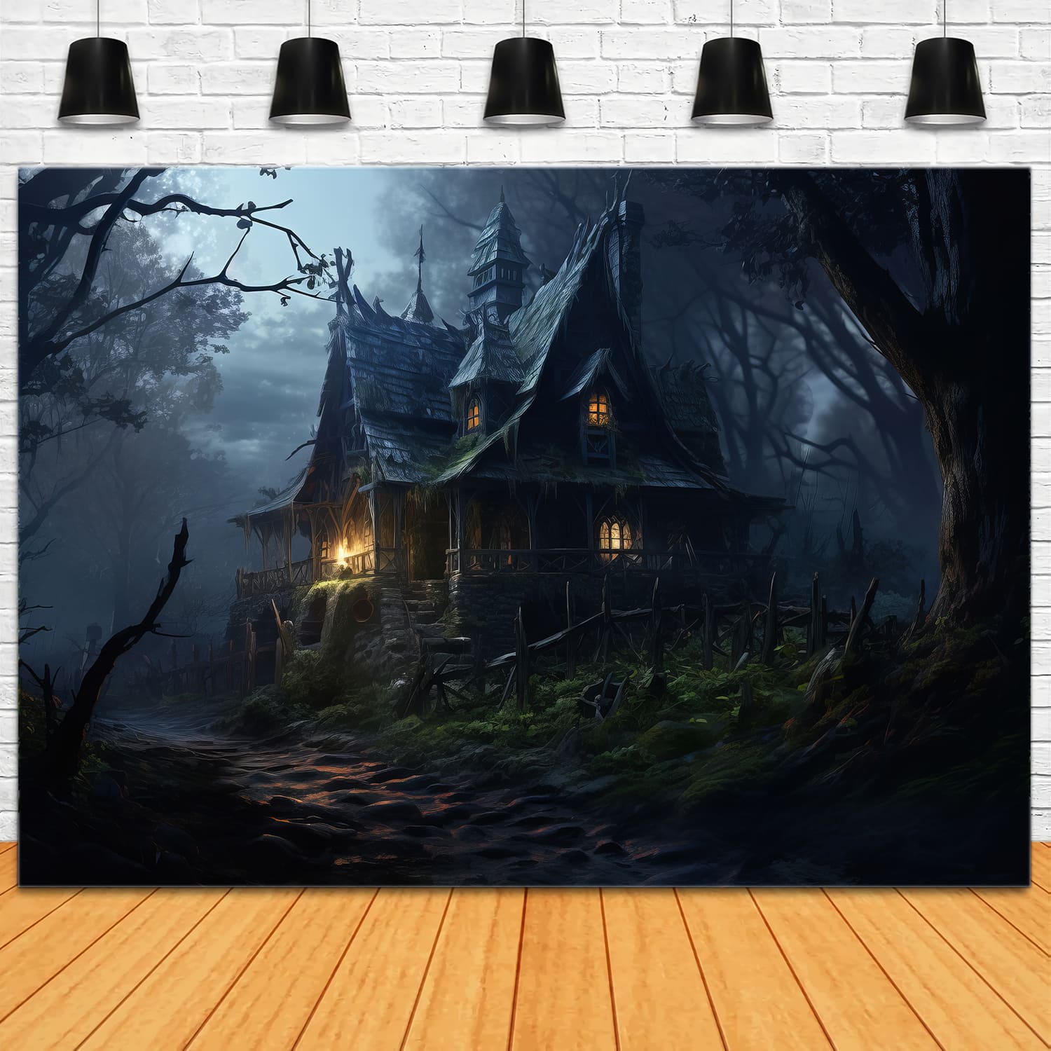 Halloween Witch House Photography Backdrop UK RR7-50